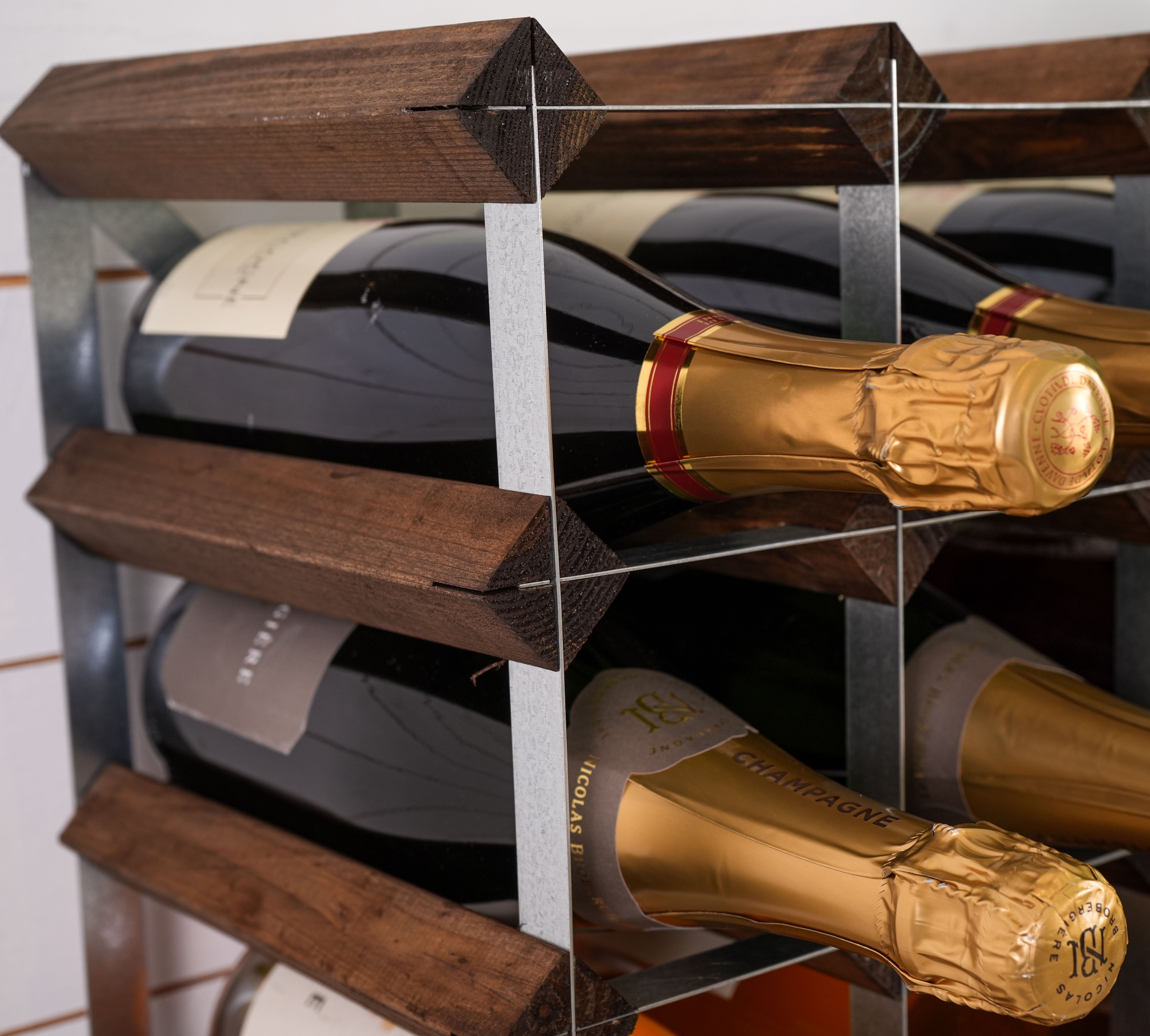 Vinreol, 12 flasker - mørk eg